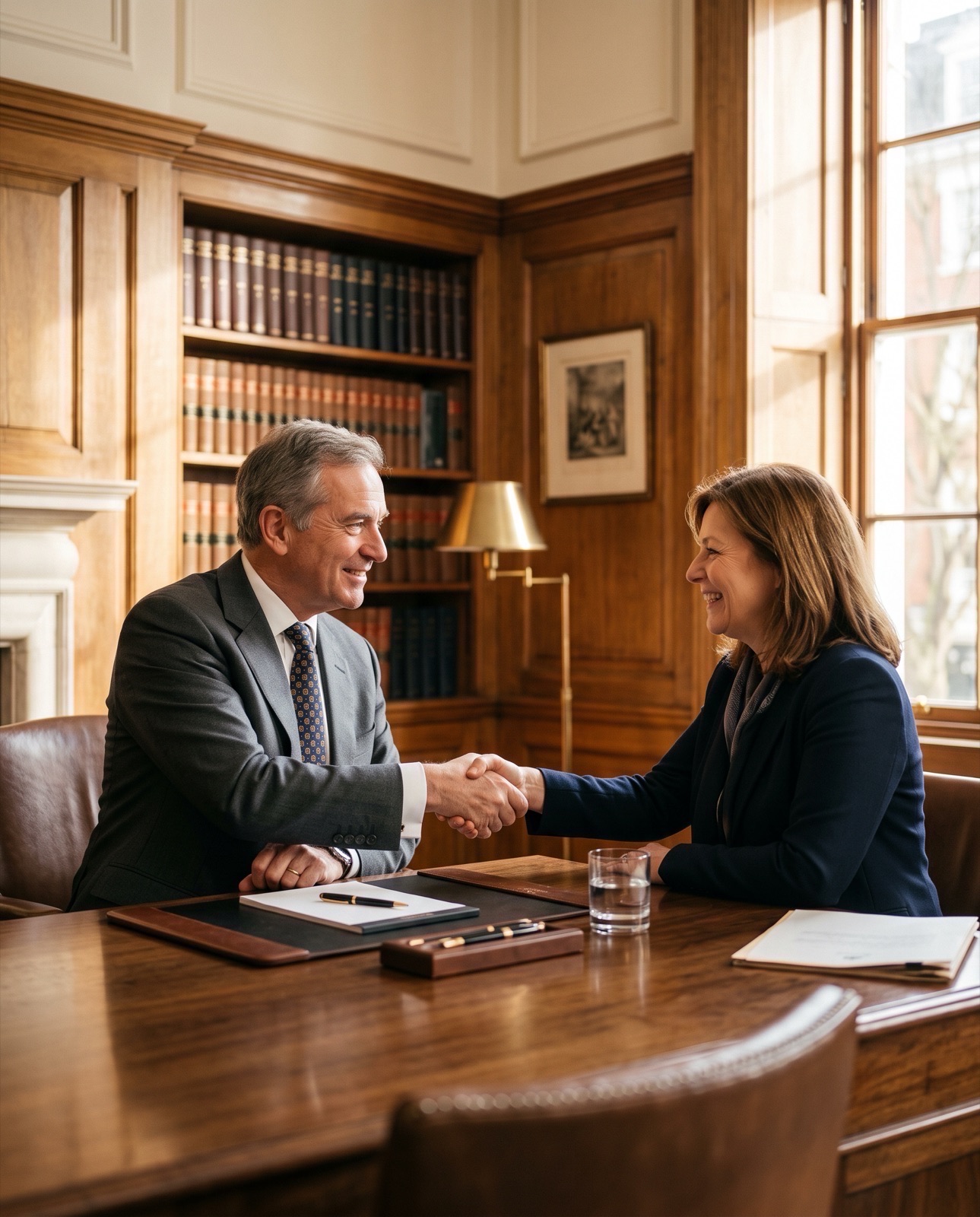 Attorney and business owner shaking hands