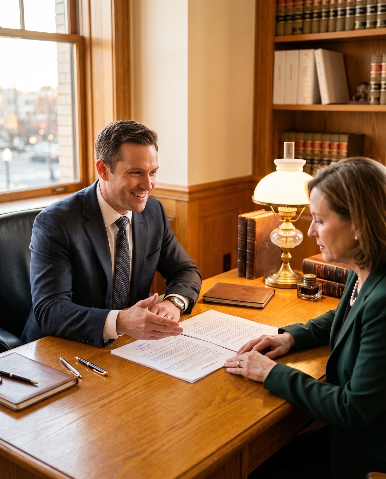 Personal injury attorney explaining a claim to a client